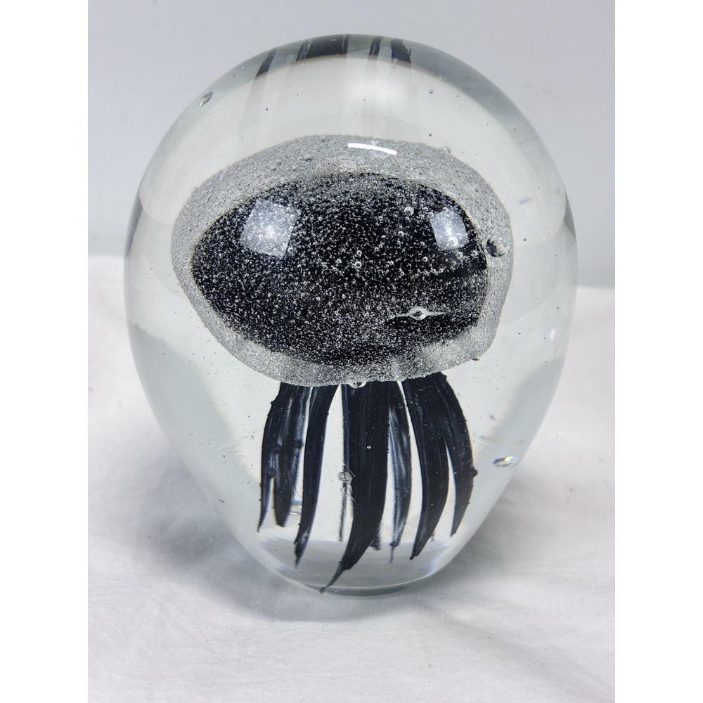 Murano Italian Art Glass Style Jelly Fish Sculpture Paperweight  Bubble Heavy